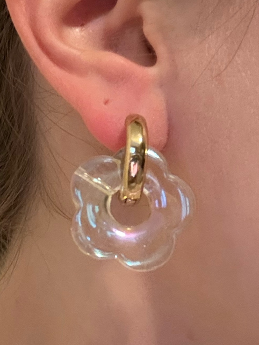 Clear Resin Flower Earrings